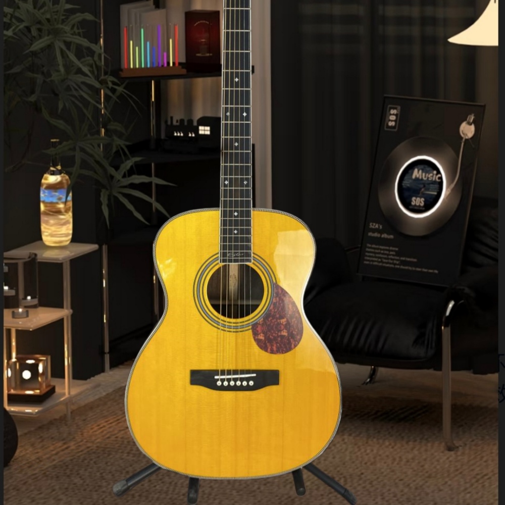 Musical Instrument For Beginners - Guitare acoustique jaune faite à la