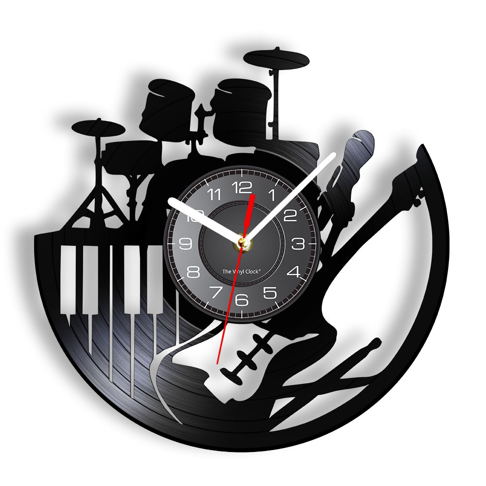 Musical Instrument Sign - Horloge murale en vinyle avec motif