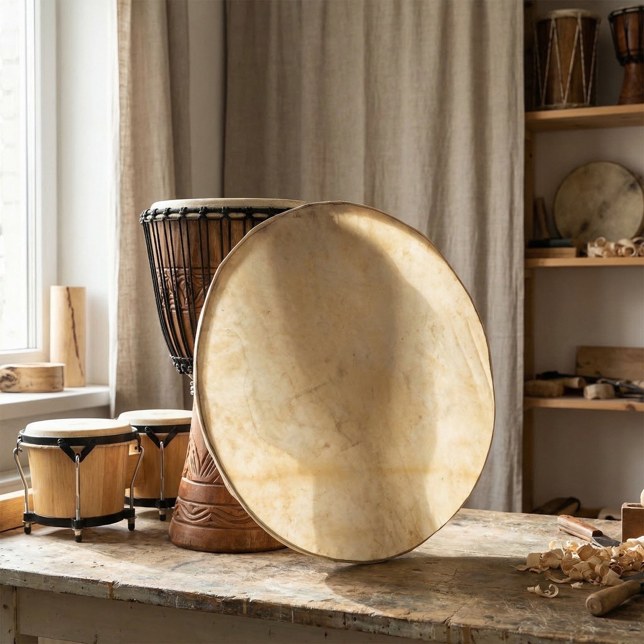 Peau de tambour plate et ronde - Frame Drum Goat Skin avis et prix